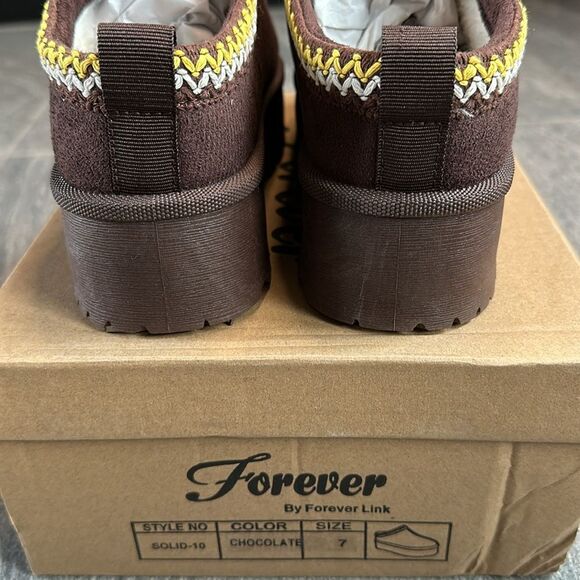 NEW Platform Slip On Clog Slippers Sherpa Faux Fur Lining Chocolate Brown Size 7 - Picture 7 of 13